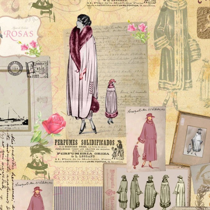 Carta decorativa Collezione Fashion - Figurini moda vintage